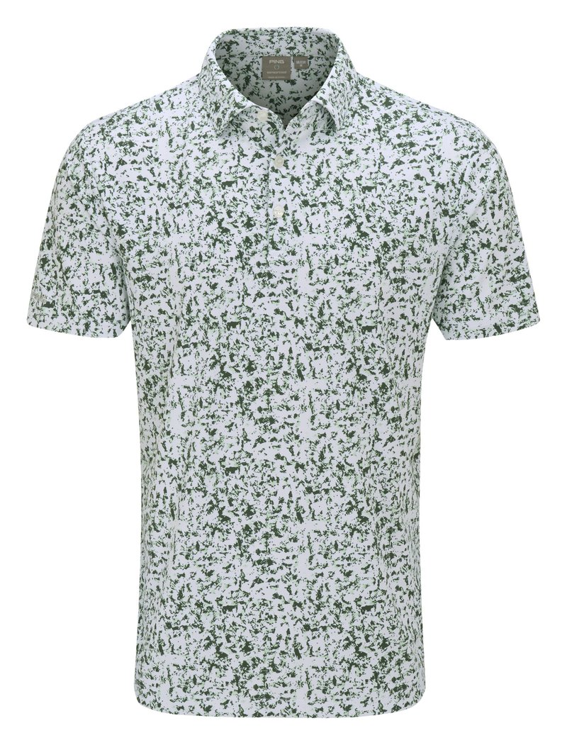 PING Gilmore męskie polo, white/gorse green multi