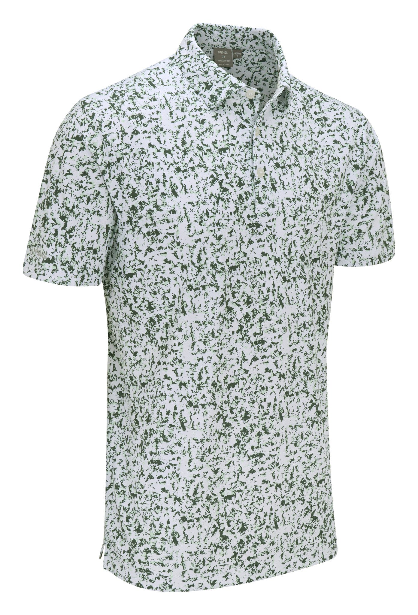 PING Gilmore męskie polo, white/gorse green multi