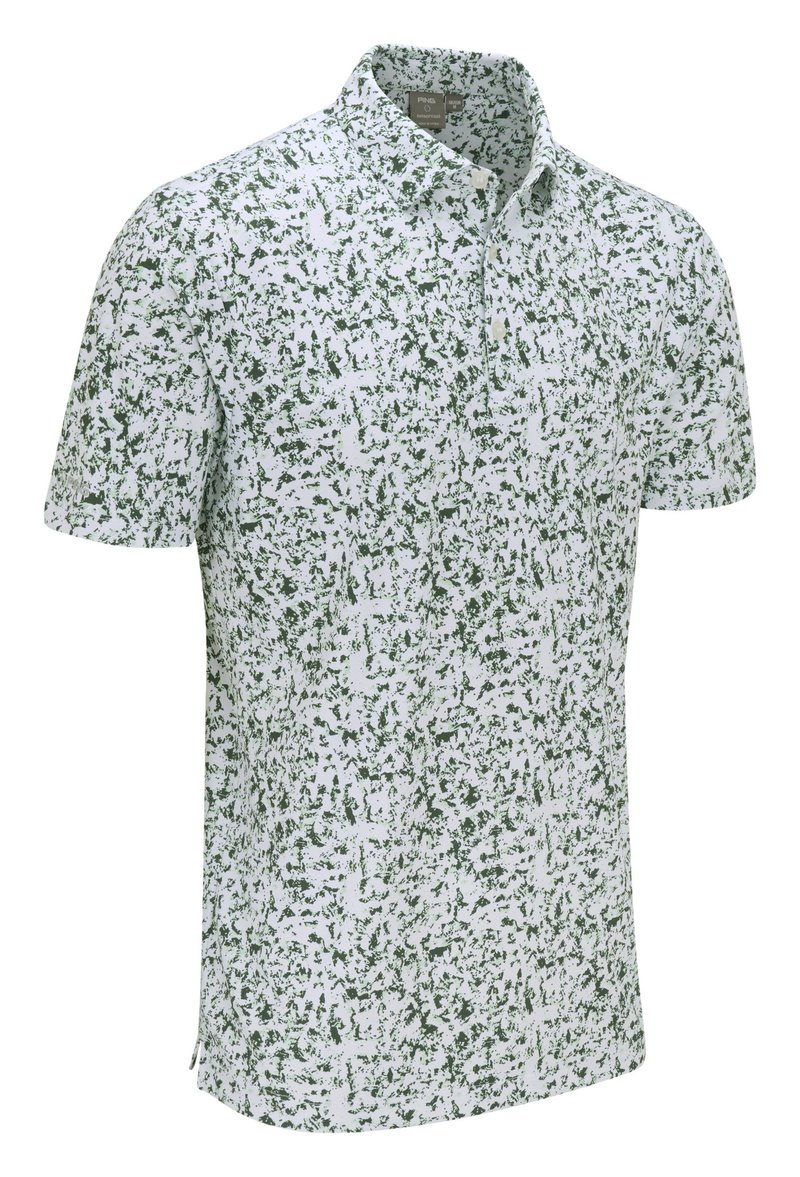 PING Gilmore męskie polo, white/gorse green multi