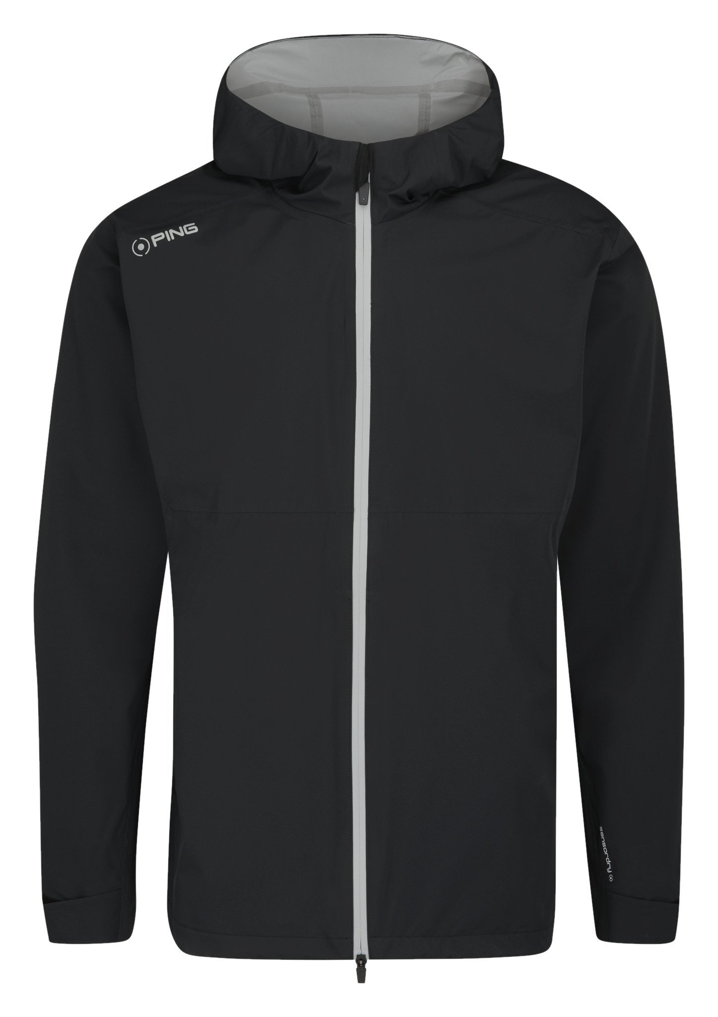 PING AquaDrive Waterproof męska kurtka z kapturem, czarna
