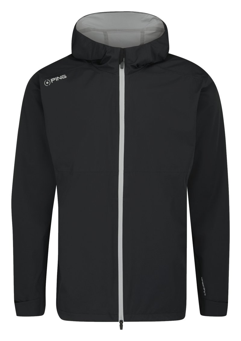 PING AquaDrive Waterproof męska kurtka z kapturem, czarna