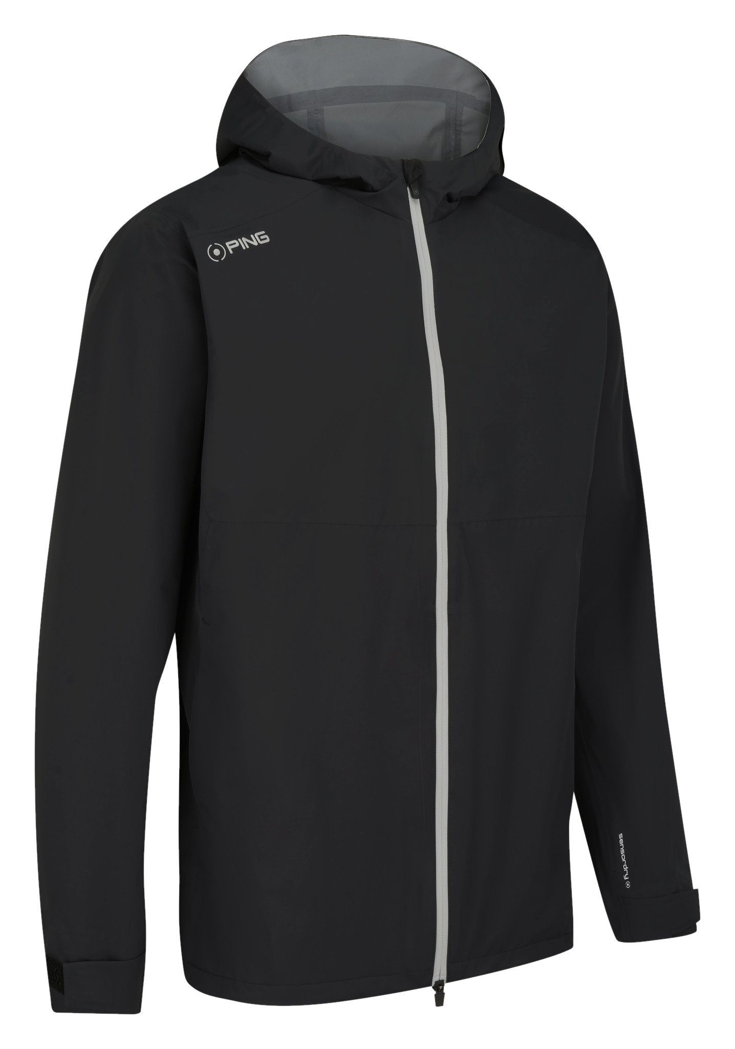 PING AquaDrive Waterproof męska kurtka z kapturem, czarna