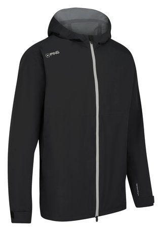 PING AquaDrive Waterproof męska kurtka z kapturem, czarna