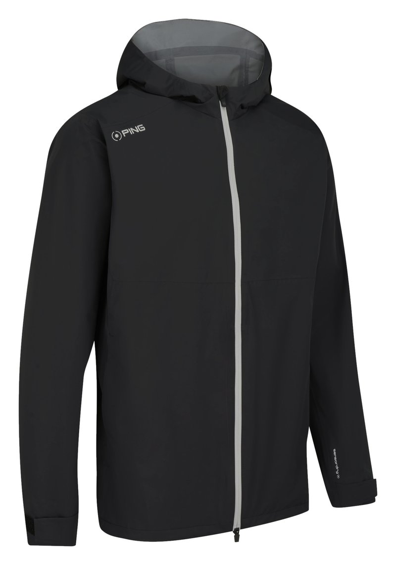 PING AquaDrive Waterproof męska kurtka z kapturem, czarna