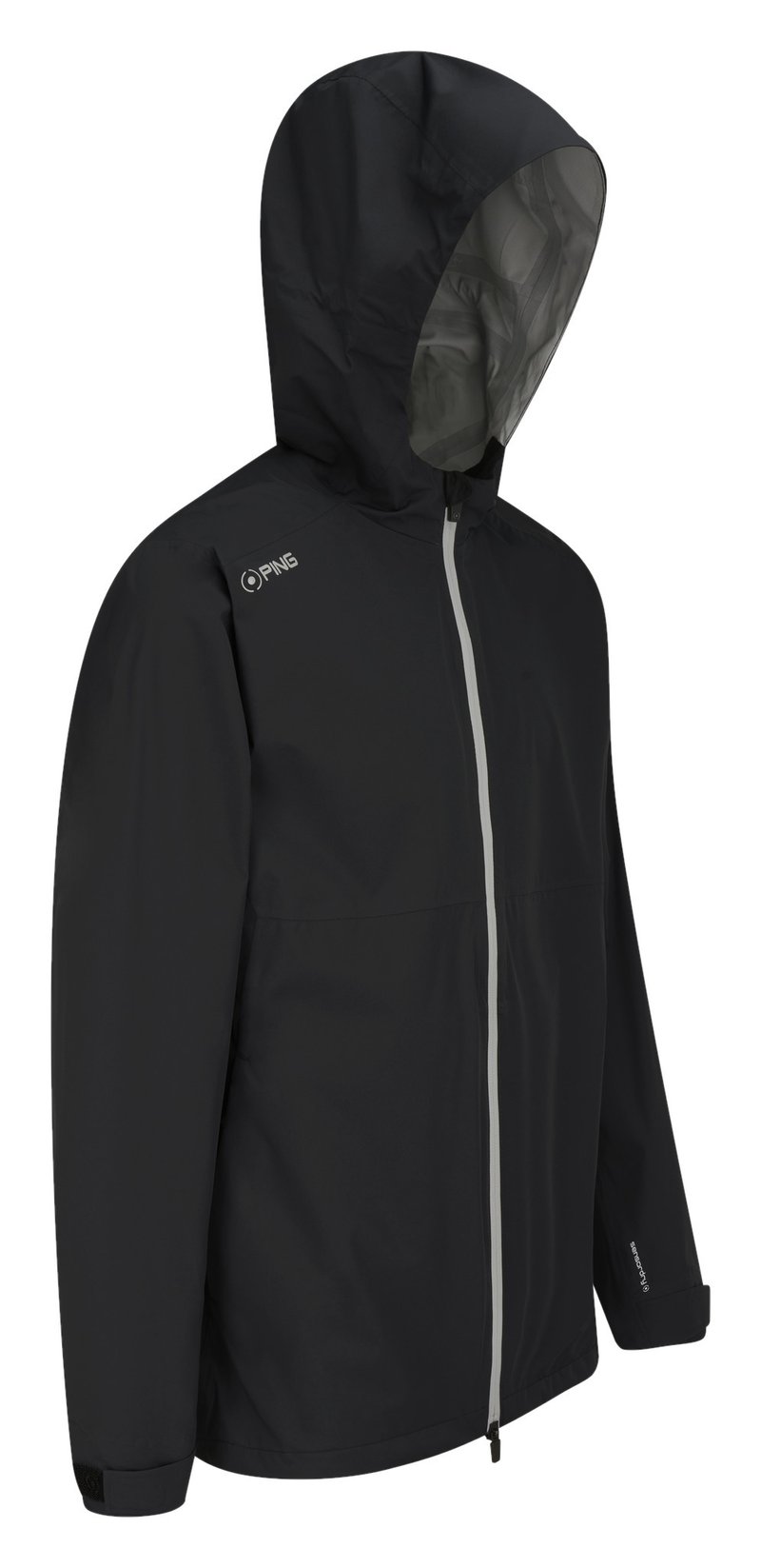PING AquaDrive Waterproof męska kurtka z kapturem, czarna