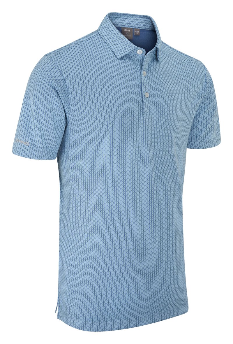 PING Hershel męskie polo, dusty blue multi