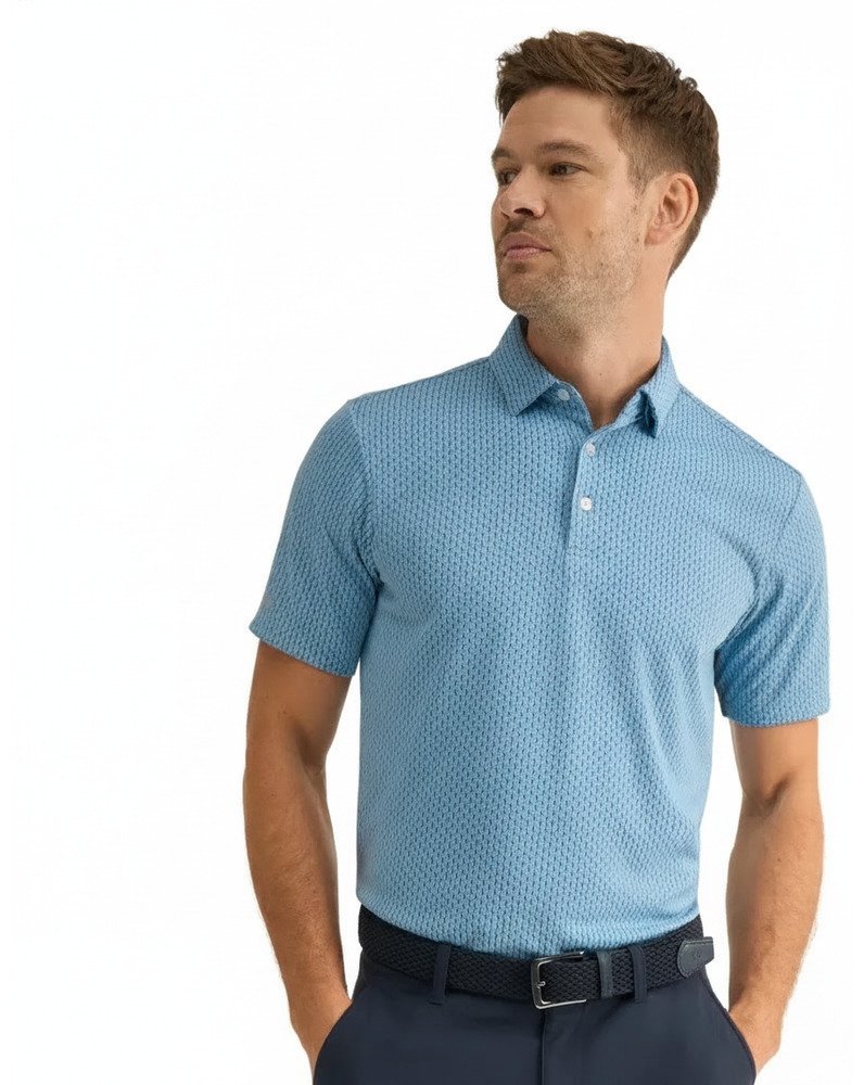 PING Hershel męskie polo, dusty blue multi