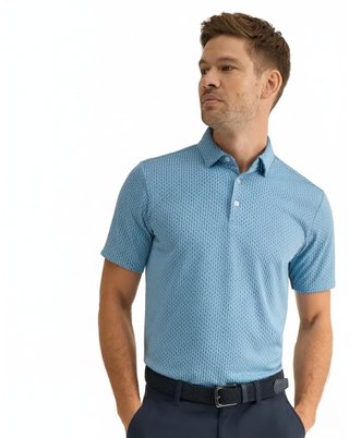 PING Hershel męskie polo, dusty blue multi