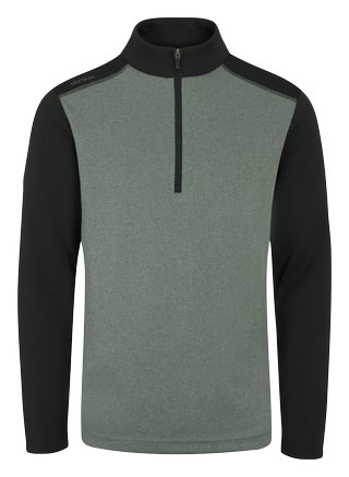 PING Ramsey half zip ribbed fleece męska bluza, laurel marl/black