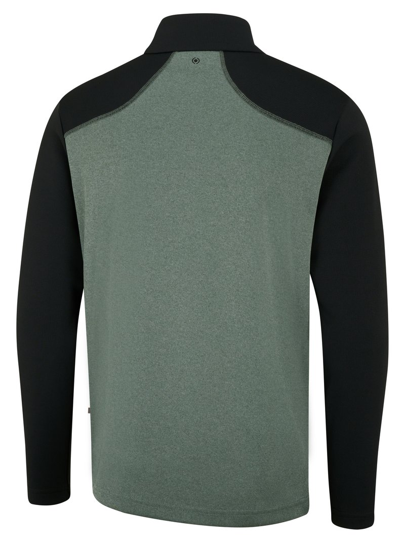 PING Ramsey half zip ribbed fleece męska bluza, laurel marl/black