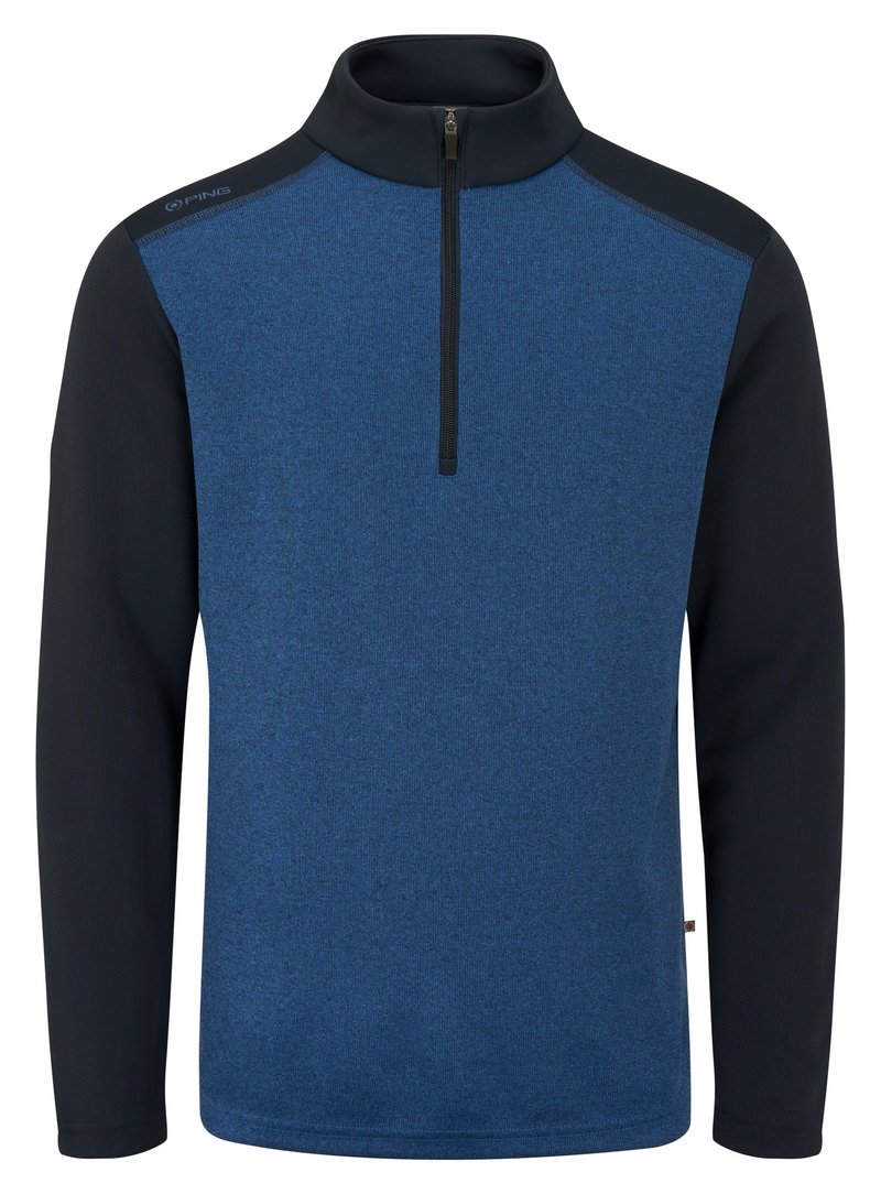PING Ramsey half zip ribbed fleece męski sweter, inky marl/navy