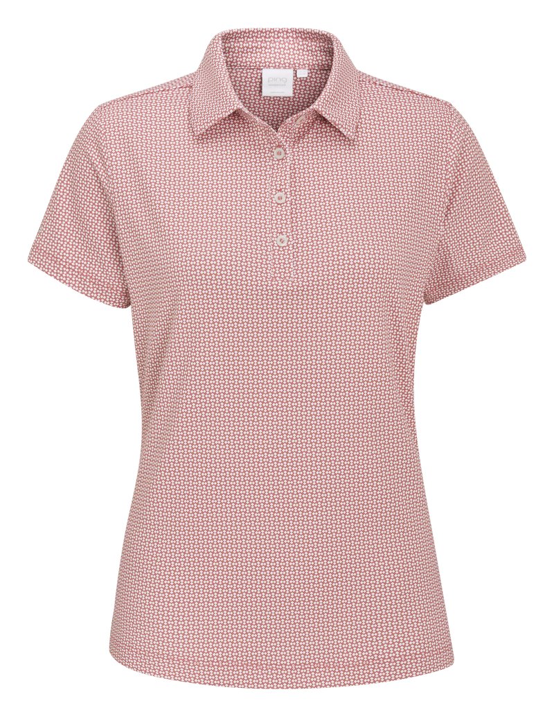 PING Mave damskie polo, coral blush/white