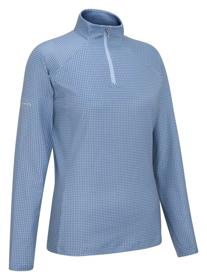 PING Jasmine Printed damska koszulka z długim rękawem, viola/blue indigo
