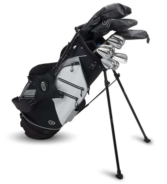 U.S. Kids Golf TS6-51 (130cm) juniorski zestaw golfowy 10-klubowy, grafit, + torba stand bag, czarny/biały/szary