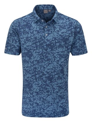 PING Marek Camo Jacquard męskie polo, infinity blue multi