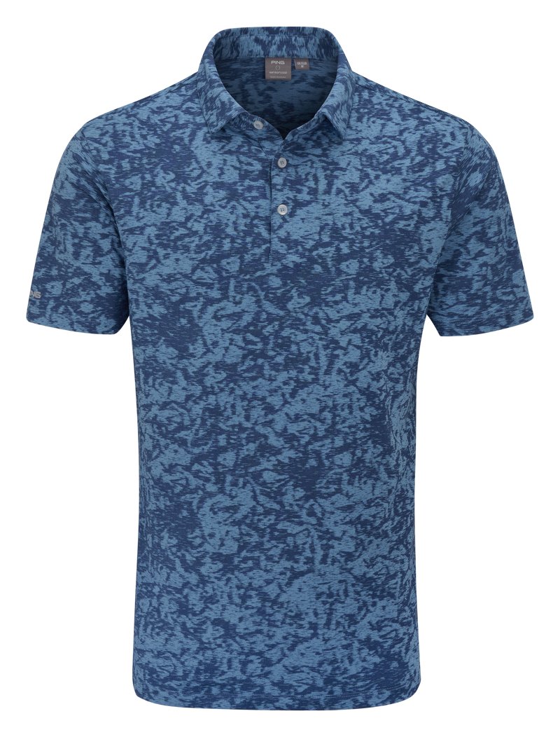 PING Marek Camo Jacquard męskie polo, infinity blue multi