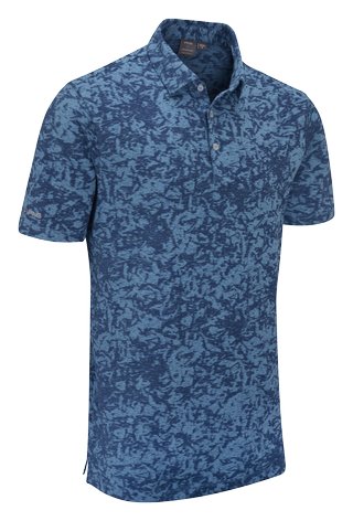 PING Marek Camo Jacquard męskie polo, infinity blue multi