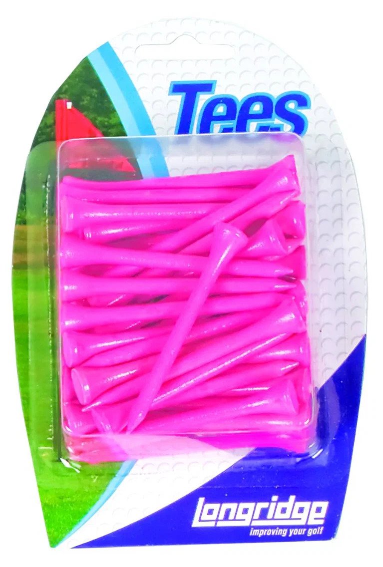 Longridge Neon Wooden Tees 69mm (40 szt.), różowe