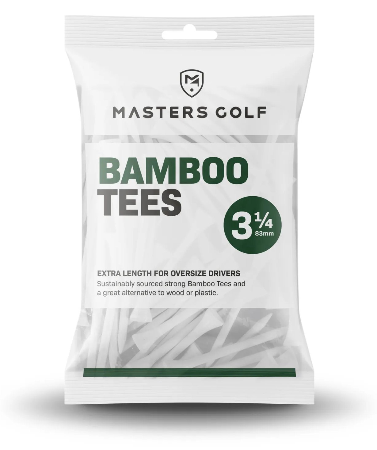 Masters Golf Bamboo Tees 83 mm (3 1/4"), 15 tees, białe