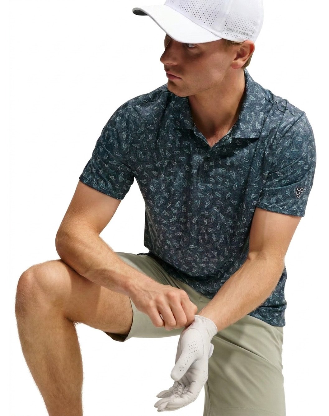 Nike Par Dri-FIT Grass Print męskie polo, czarne