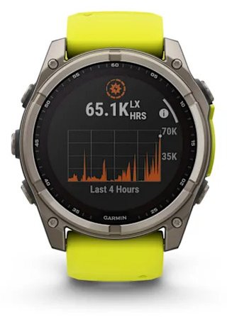 Garmin fenix® 8 – 51 mm, Solar, Sapphire, Titanium with Yellow/Graphite silicone band