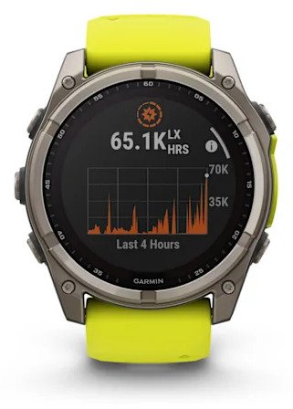 Garmin fenix® 8 – 51 mm, Solar, Sapphire, Titanium with Yellow/Graphite silicone band