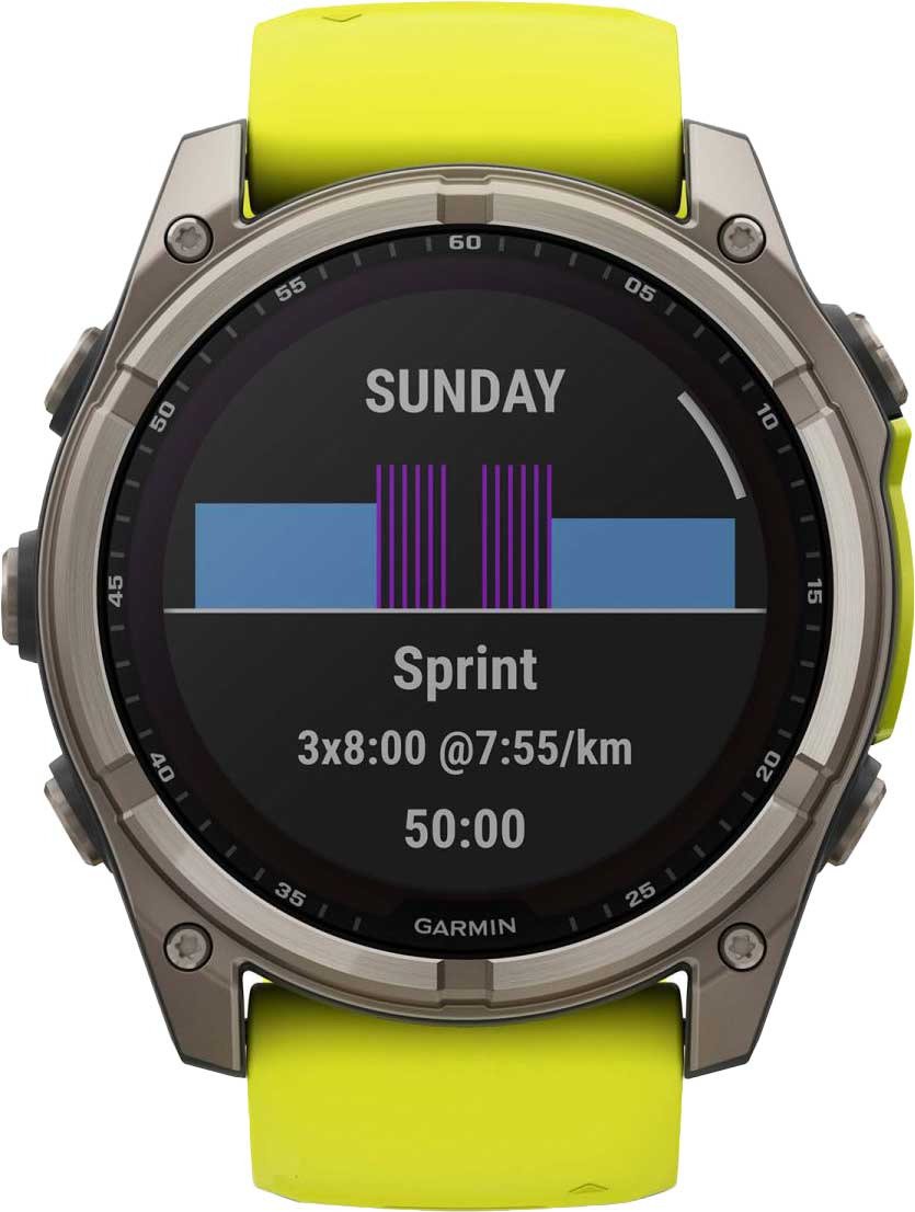 Garmin fenix® 8 – 51 mm, Solar, Sapphire, Titanium with Yellow/Graphite silicone band