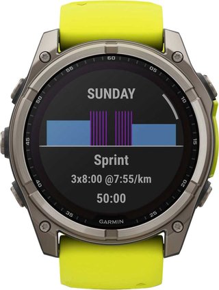 Garmin fenix® 8 – 51 mm, Solar, Sapphire, Titanium with Yellow/Graphite silicone band
