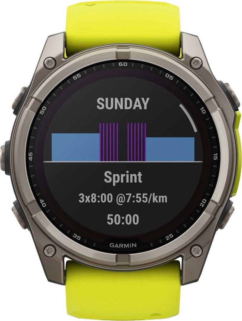 Garmin fenix® 8 – 51 mm, Solar, Sapphire, Titanium with Yellow/Graphite silicone band