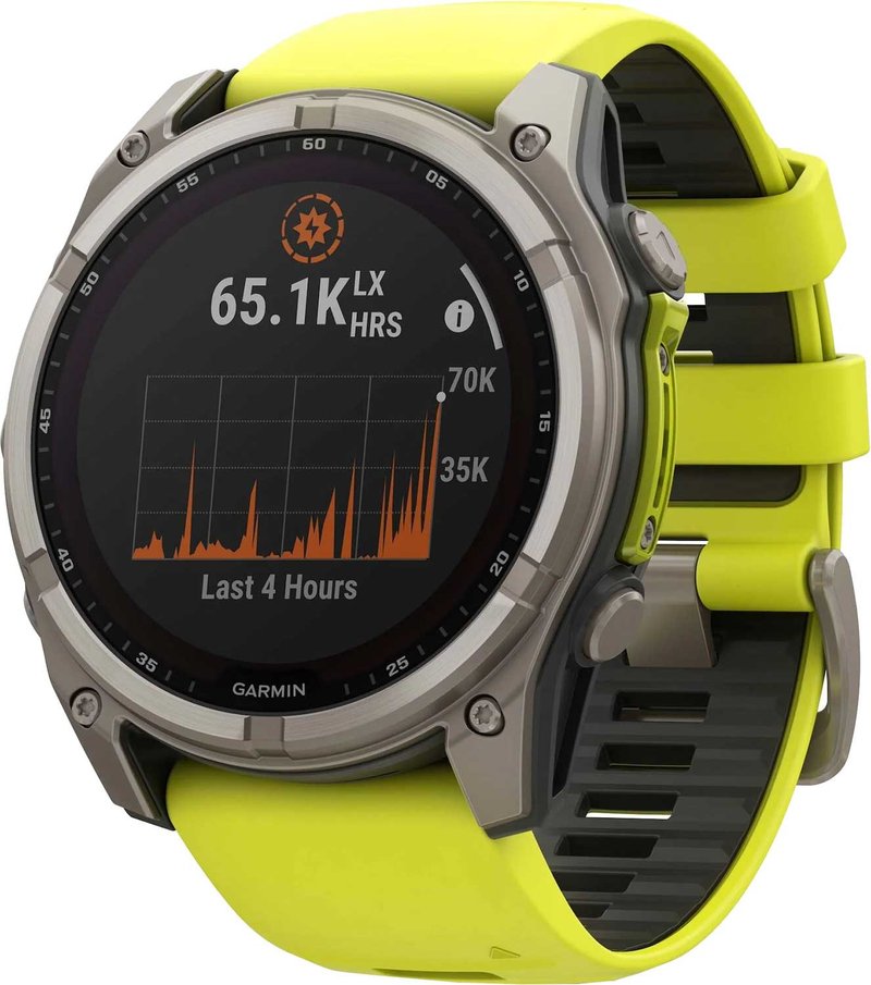 Garmin fenix® 8 – 51 mm, Solar, Sapphire, Titanium with Yellow/Graphite silicone band