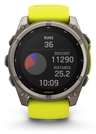 Garmin fenix® 8 – 51 mm, Solar, Sapphire, Titanium with Yellow/Graphite silicone band