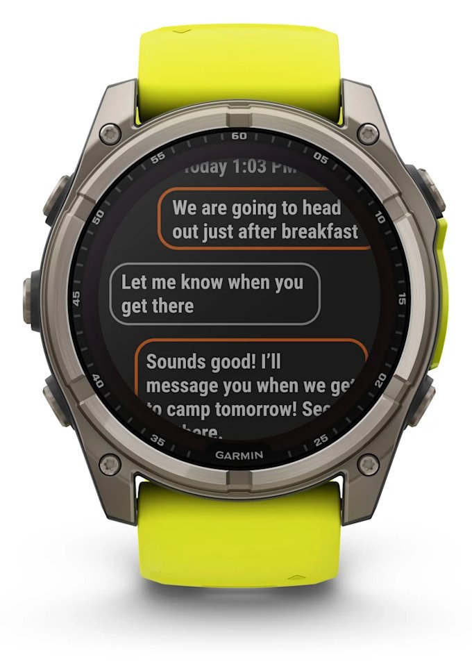 Garmin fenix® 8 – 51 mm, Solar, Sapphire, Titanium with Yellow/Graphite silicone band