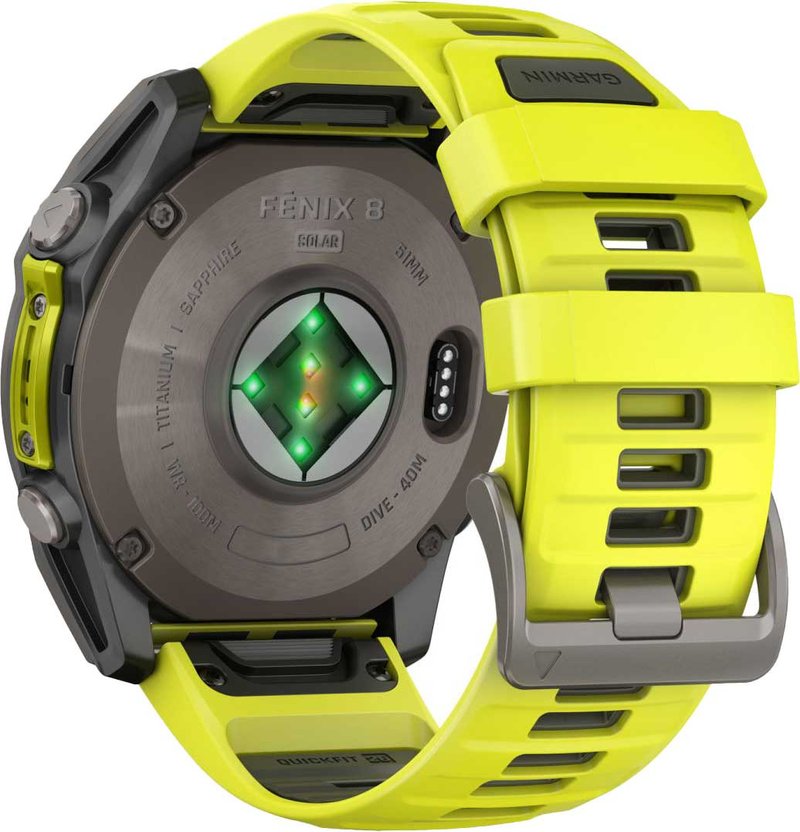 Garmin fenix® 8 – 51 mm, Solar, Sapphire, Titanium with Yellow/Graphite silicone band