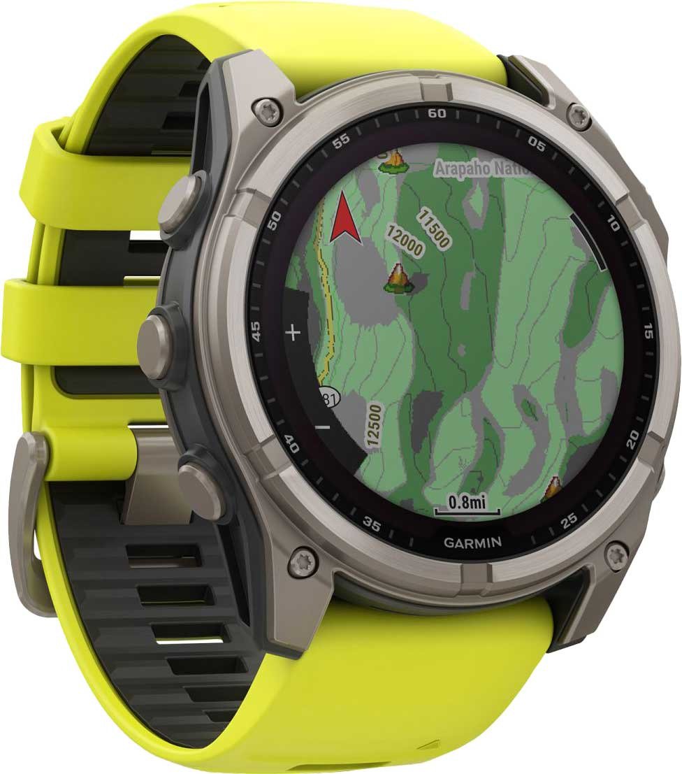 Garmin fenix® 8 – 51 mm, Solar, Sapphire, Titanium with Yellow/Graphite silicone band