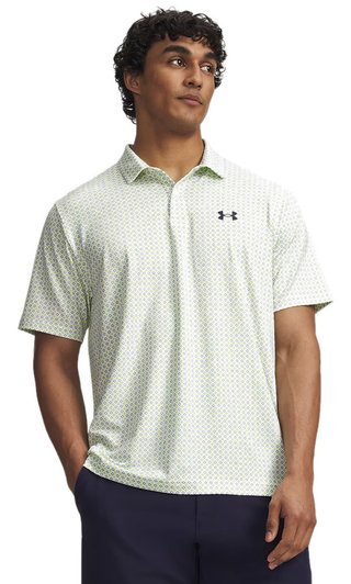 Under Armour Matchplay Printed męskie polo, biało/zielone