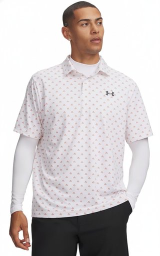 Under Armour Matchplay Printed męskie polo, white/vintage maroon/academy