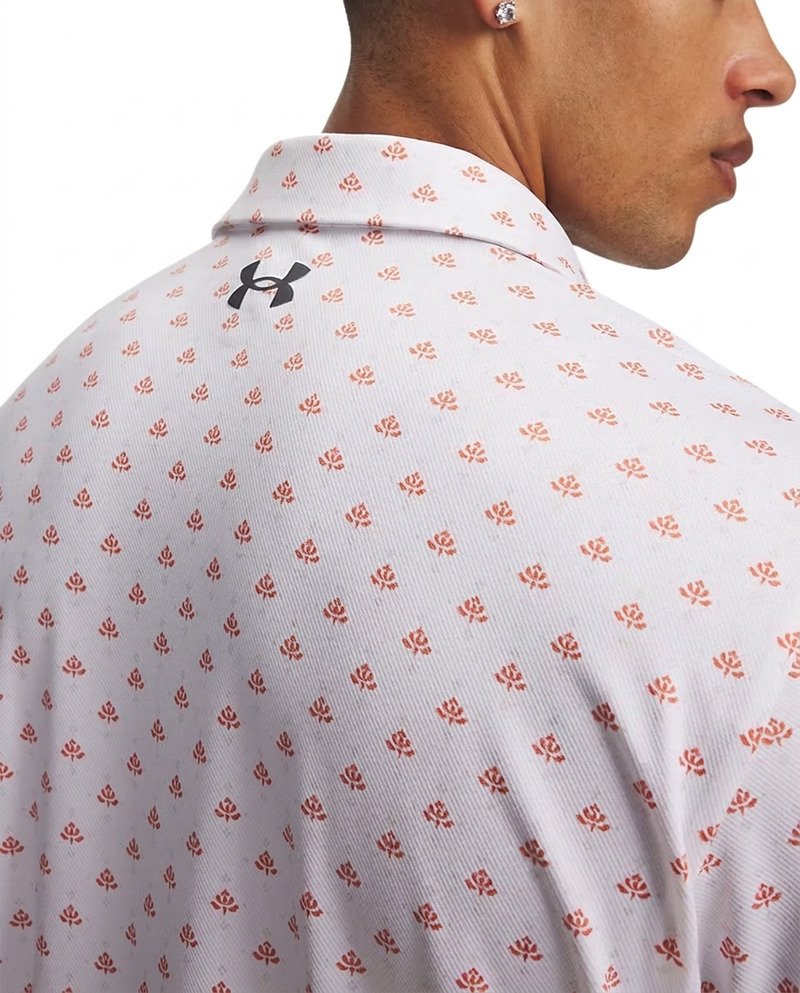 Under Armour Matchplay Printed męskie polo, white/vintage maroon/academy