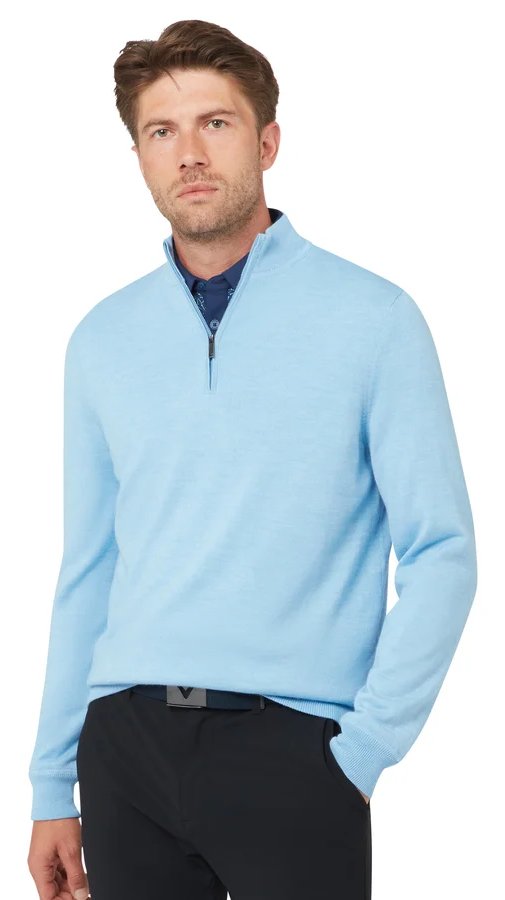 Callaway Windstopper 1/4-Zip męski sweter, dark cerulean heather
