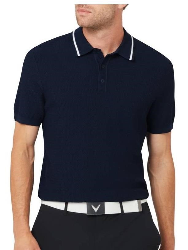 Callaway Textured sweater męskie polo, peacoat