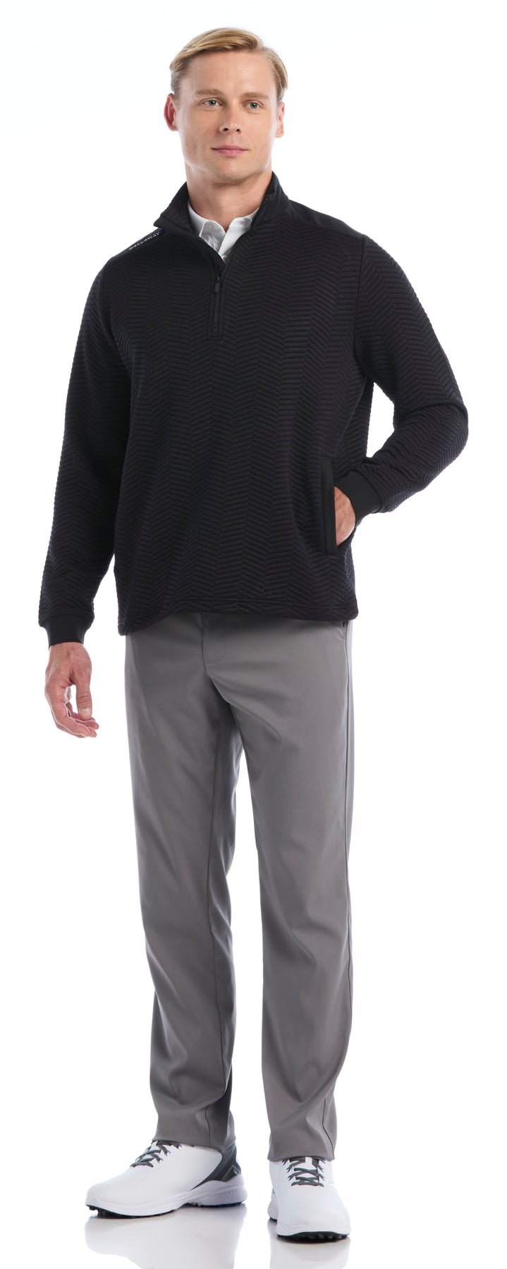 Callaway Chev Jacquard męski sweter, caviar