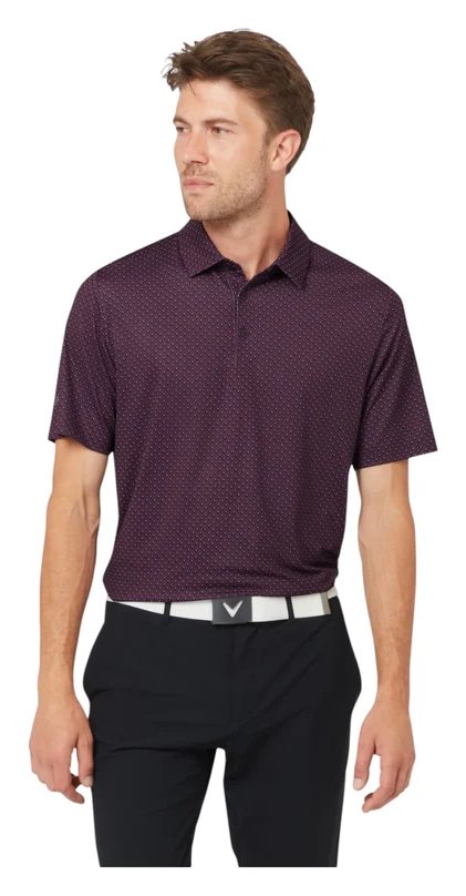 Callaway Trademark Golf Printed męskie polo, italian plum