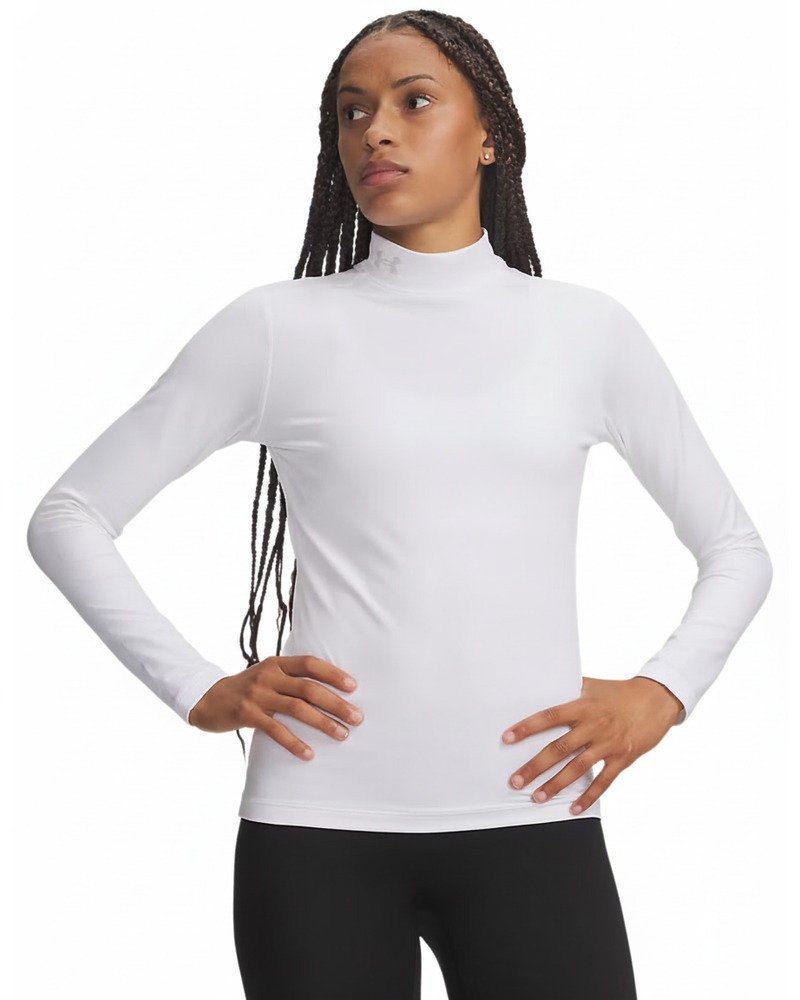 Under Armour ColdGear Mock Long Sleeve damska koszulka z długim rękawem, biała