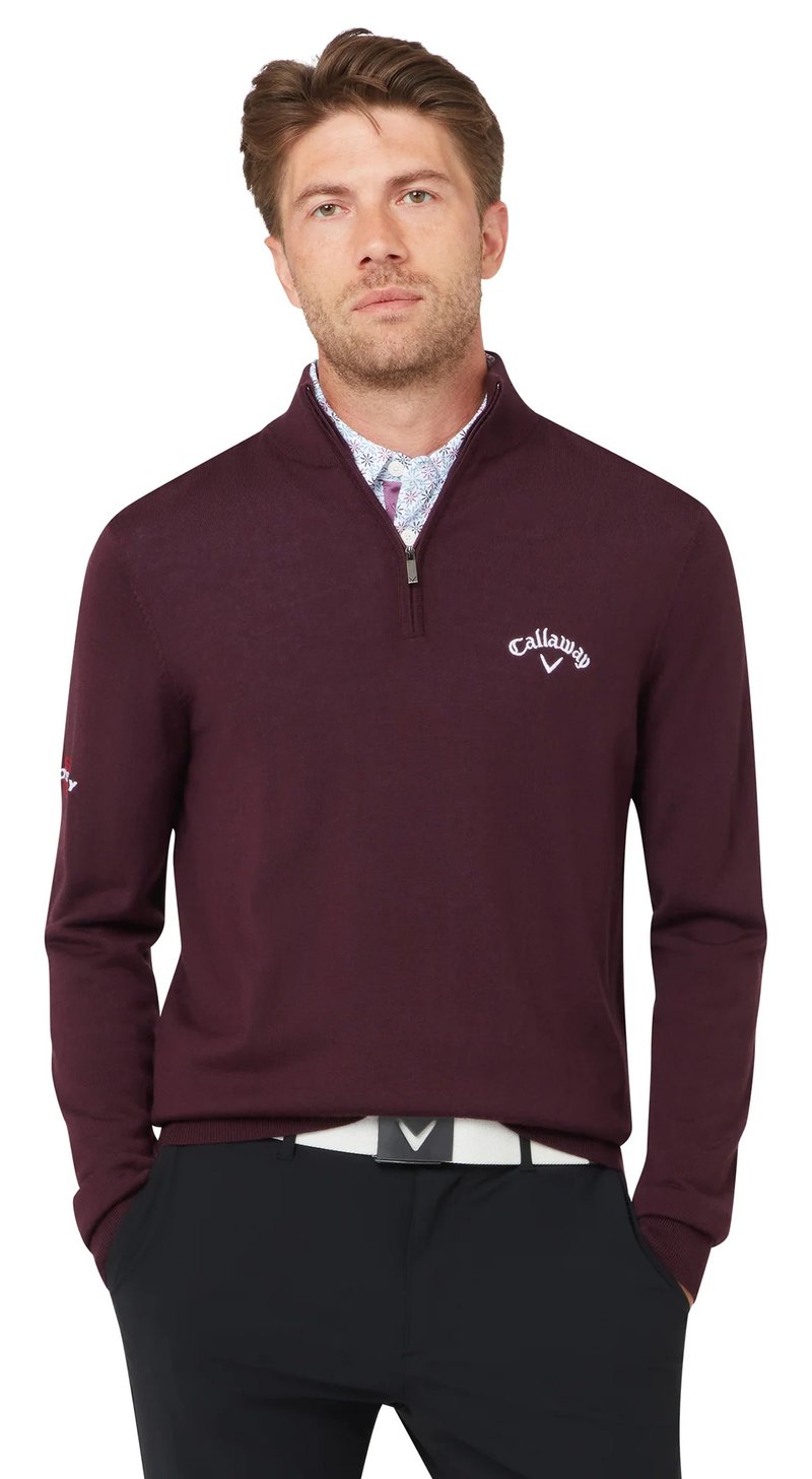 Callaway 1/4 Blended Merino męski sweter, italian plum