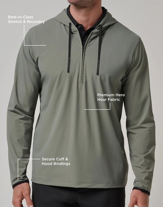 Travis Mathew Hero Hour Tech męska bluza z kapturem, dark olive