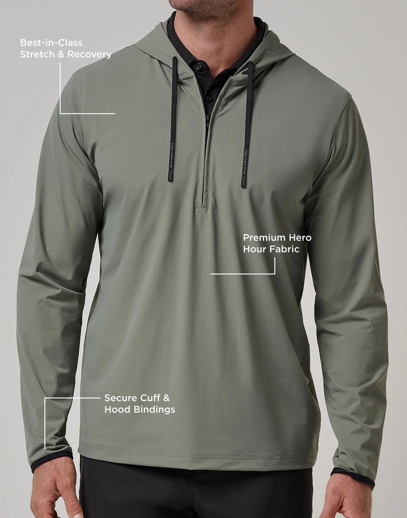 Travis Mathew Hero Hour Tech męska bluza z kapturem, dark olive