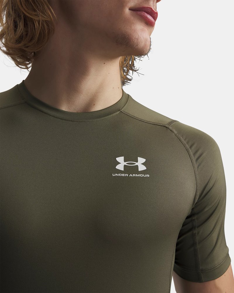 Under Armour HeatGear męska koszulka kompresyjna, marine OD green/biała
