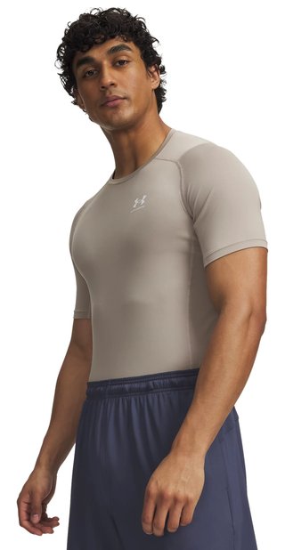 Under Armour HeatGear męska koszulka kompresyjna, timberwolf taupe/biały