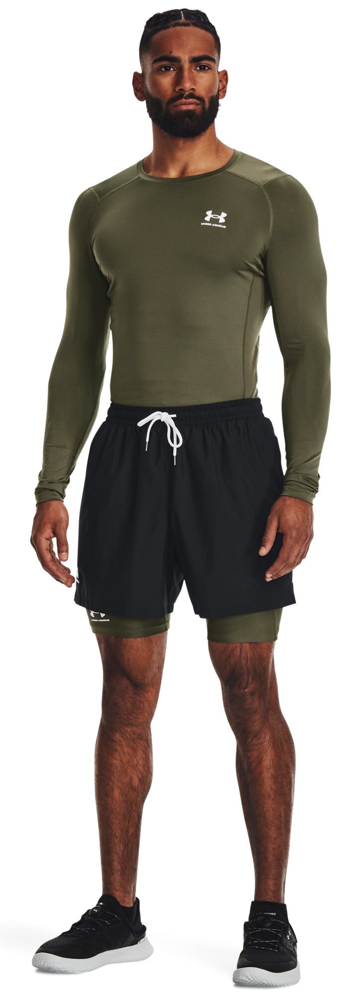 Under Armour HeatGear męska koszulka kompresyjna z długim rękawem, marine OD green/biała