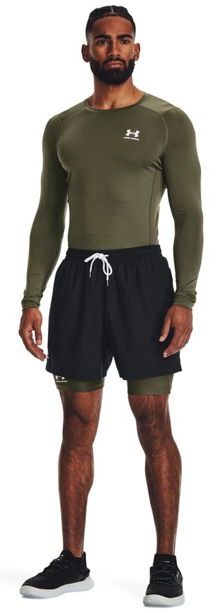 Under Armour HeatGear męska koszulka kompresyjna z długim rękawem, marine OD green/biała
