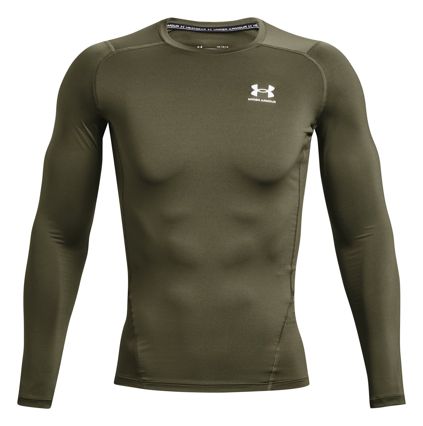 Under Armour HeatGear męska koszulka kompresyjna z długim rękawem, marine OD green/biała